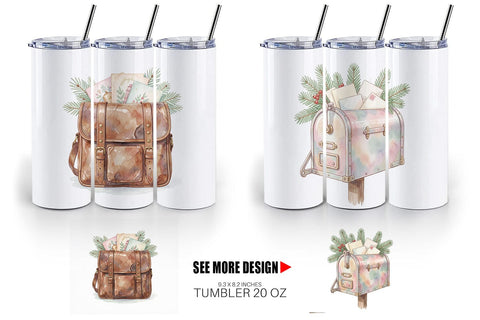 Tumbler Sentimental Holiday Post Watercolor Sublimation artnoy 