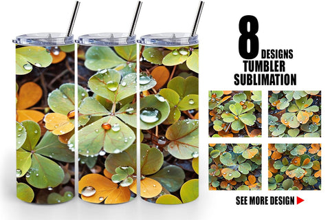 Tumbler Shamrock Leaves Pattern Sublimation artnoy 