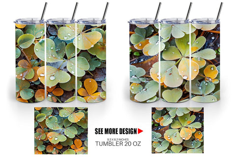Tumbler Shamrock Leaves Pattern Sublimation artnoy 