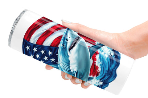 Tumbler Shark 4th of July Sublimation artnoy 