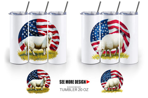 Tumbler Sheep 4th of July Sublimation artnoy 