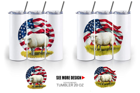 Tumbler Sheep 4th of July Sublimation artnoy 