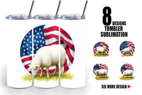 Tumbler Sheep 4th of July Sublimation artnoy 