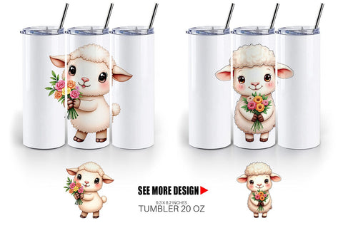 Tumbler Sheep Spring Bouquet Sublimation artnoy 