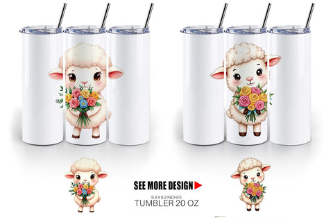 Tumbler Sheep Spring Bouquet Sublimation artnoy 