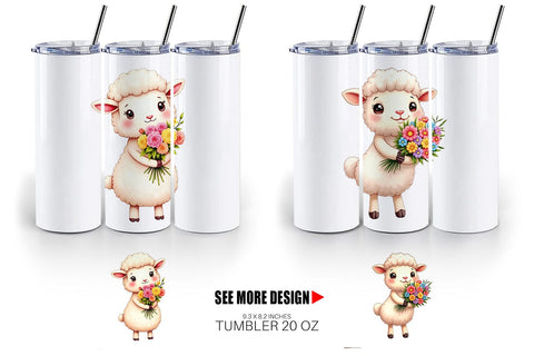 Tumbler Sheep Spring Bouquet Sublimation artnoy 