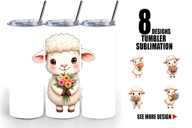 Tumbler Sheep Spring Bouquet Sublimation artnoy 