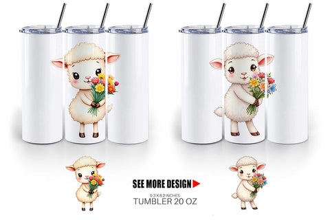 Tumbler Sheep Spring Bouquet Sublimation artnoy 