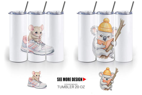 Tumbler Shy Awkward School Animal Watercolor Sublimation artnoy 