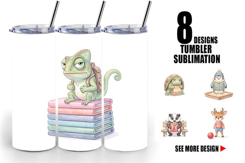 Tumbler Shy Awkward School Animal Watercolor Sublimation artnoy 