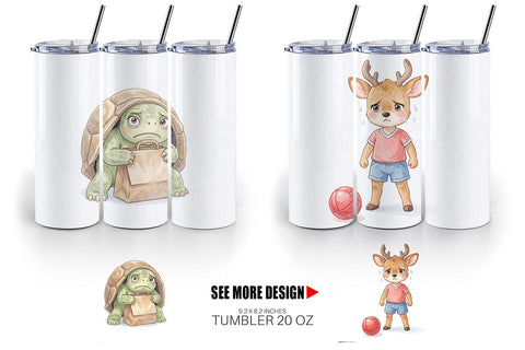 Tumbler Shy Awkward School Animal Watercolor Sublimation artnoy 