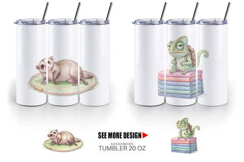 Tumbler Shy Awkward School Animal Watercolor Sublimation artnoy 