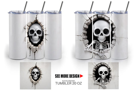 Tumbler Skeleton in Wall Sublimation artnoy 