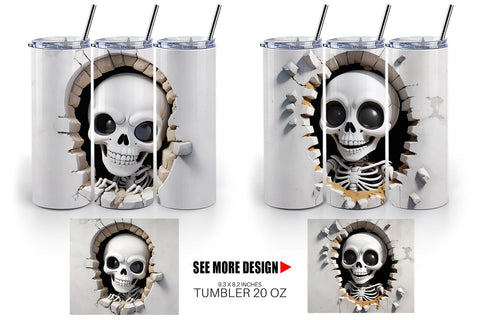 Tumbler Skeleton in Wall Sublimation artnoy 