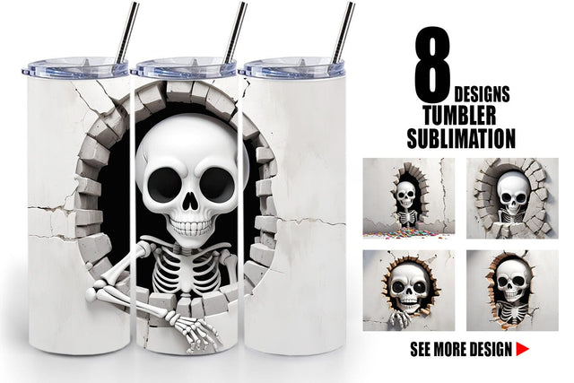 Tumbler Skeleton in Wall Sublimation artnoy 