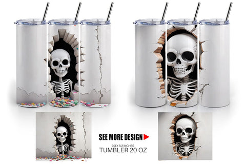 Tumbler Skeleton in Wall Sublimation artnoy 