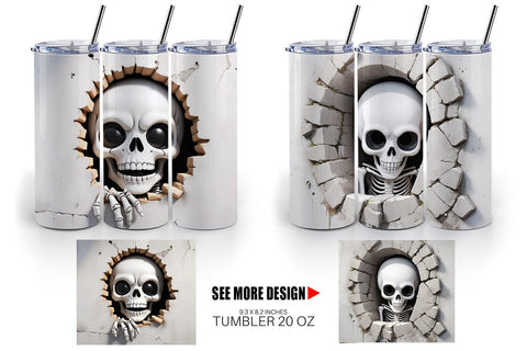 Tumbler Skeleton in Wall Sublimation artnoy 
