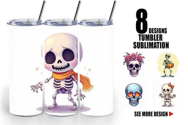 Tumbler Skeleton Skulls Sublimation artnoy 