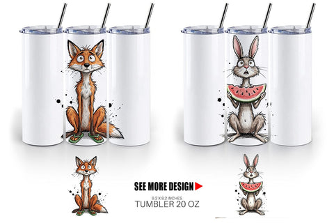 Tumbler Skinny Beach Sketch Animal Sublimation artnoy 
