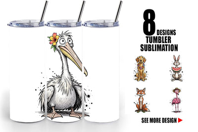 Tumbler Skinny Beach Sketch Animal Sublimation artnoy 