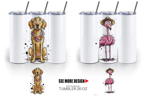 Tumbler Skinny Beach Sketch Animal Sublimation artnoy 