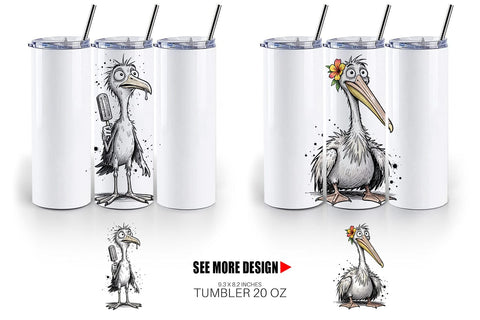 Tumbler Skinny Beach Sketch Animal Sublimation artnoy 