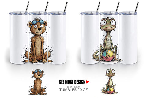 Tumbler Skinny Beach Sketch Animal Sublimation artnoy 