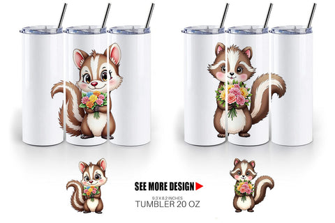 Tumbler Skunk Spring Bouquet Sublimation artnoy 