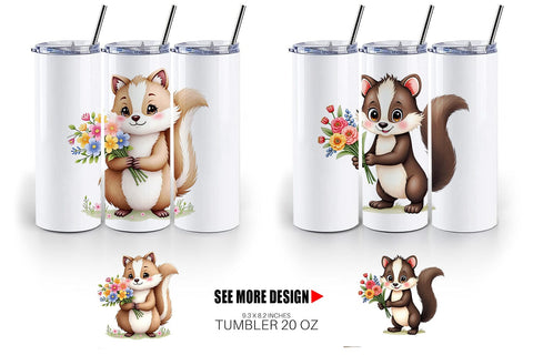 Tumbler Skunk Spring Bouquet Sublimation artnoy 