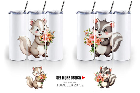 Tumbler Skunk Spring Bouquet Sublimation artnoy 
