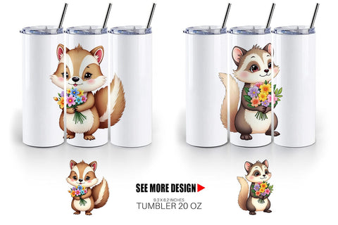 Tumbler Skunk Spring Bouquet Sublimation artnoy 
