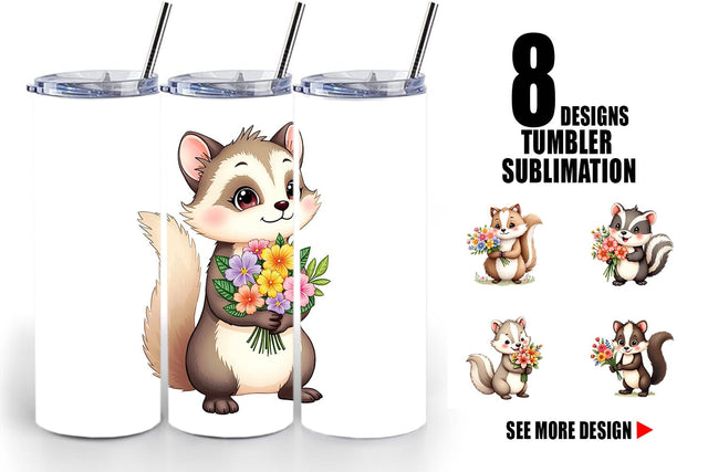 Tumbler Skunk Spring Bouquet Sublimation artnoy 