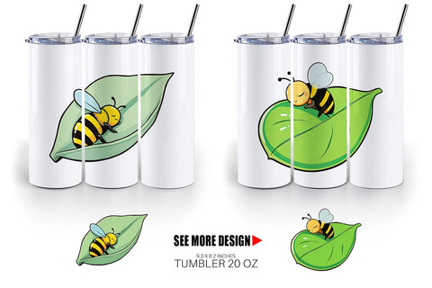 Tumbler Sleeping Bee on Leaf Sublimation artnoy 