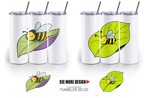 Tumbler Sleeping Bee on Leaf Sublimation artnoy 