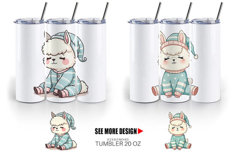 Tumbler Sleepy Alpaca Sublimation artnoy 