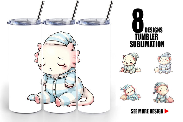 Tumbler Sleepy Axolotl Sublimation artnoy 