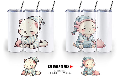 Tumbler Sleepy Axolotl Sublimation artnoy 