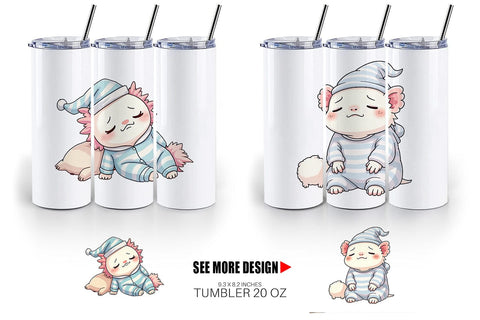 Tumbler Sleepy Axolotl Sublimation artnoy 