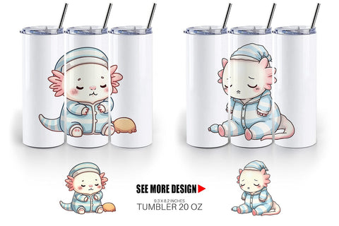 Tumbler Sleepy Axolotl Sublimation artnoy 