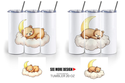 Tumbler Sleepy Bear Cloud Sublimation artnoy 