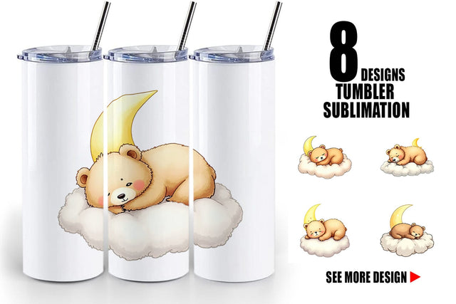 Tumbler Sleepy Bear Cloud Sublimation artnoy 