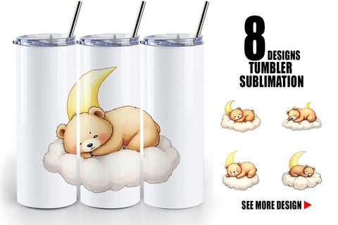 Tumbler Sleepy Bear Cloud Sublimation artnoy 