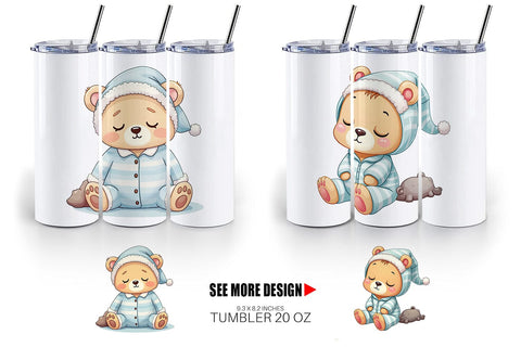 Tumbler Sleepy Bear Sublimation artnoy 