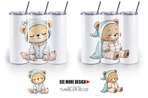 Tumbler Sleepy Bear Sublimation artnoy 