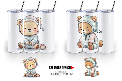 Tumbler Sleepy Bear Sublimation artnoy 
