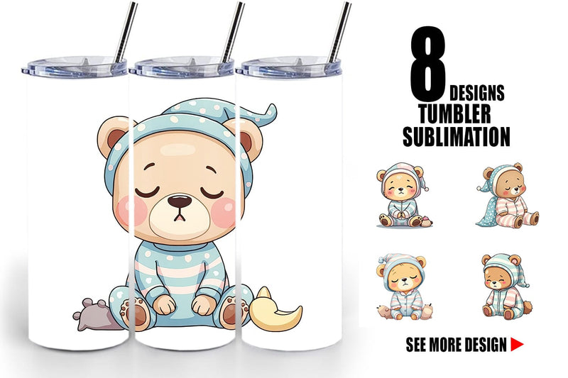 Tumbler Sleepy Bear Sublimation artnoy 