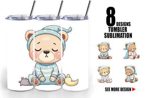 Tumbler Sleepy Bear Sublimation artnoy 