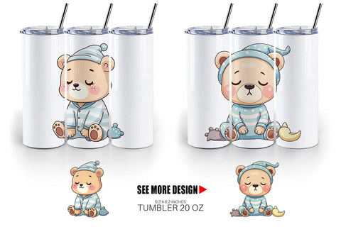 Tumbler Sleepy Bear Sublimation artnoy 