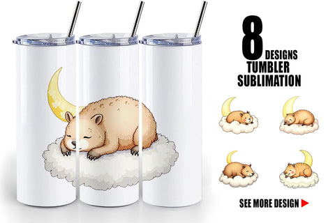 Tumbler Sleepy Capybara Cloud Sublimation artnoy 