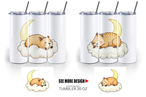Tumbler Sleepy Capybara Cloud Sublimation artnoy 